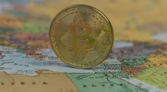 Kineis on middle east bitcoin coin on map