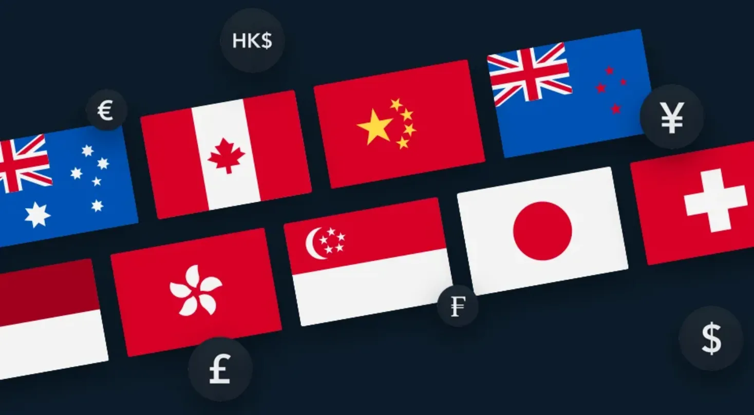 multicurrency deposits china japan currencies GBP USD EURO JPY Australia Canada