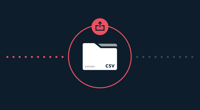 CVS export envelope in red circle with and arrow on a navy background