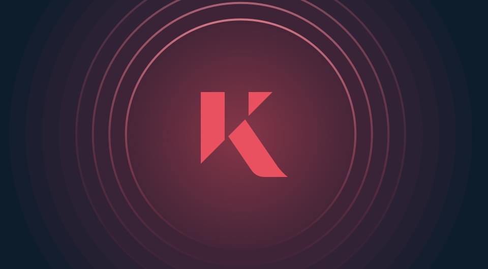 kinesis solution. gold-backed currency. Kinesis logo on navy background