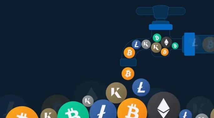faucet with crypto pouring out of it