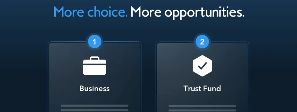 business accounts kinesis trust fund option