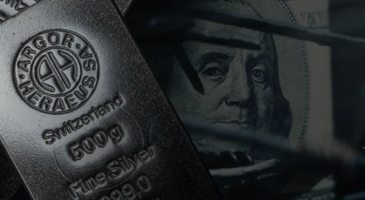 silver in front dollar bill