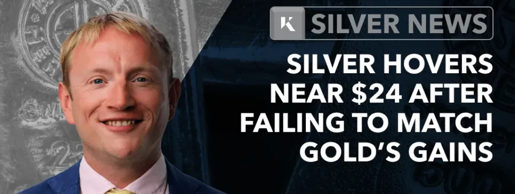 silver hovers near 24 dollars fails to match gold gains