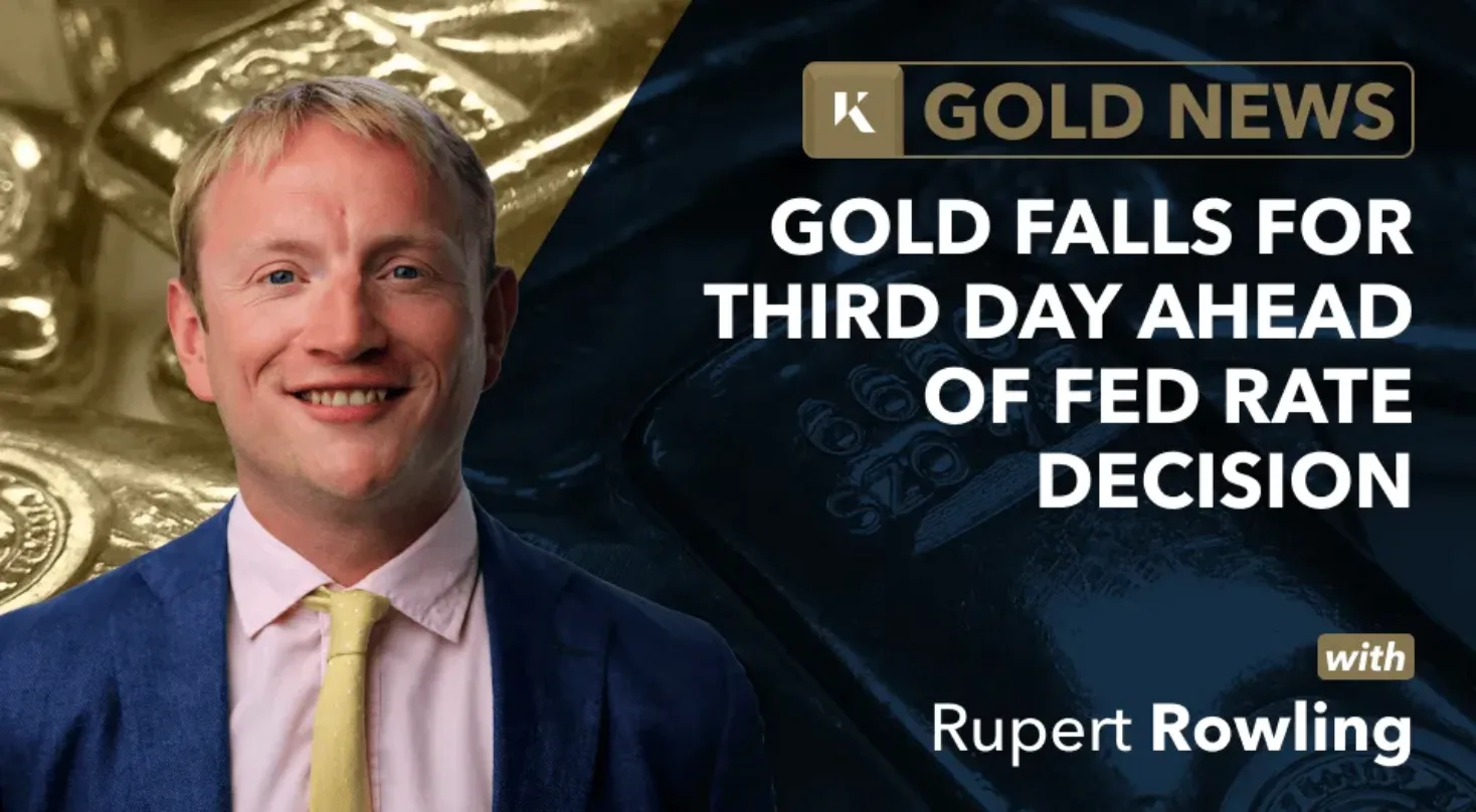 gold falls third day ahead fed rate decision