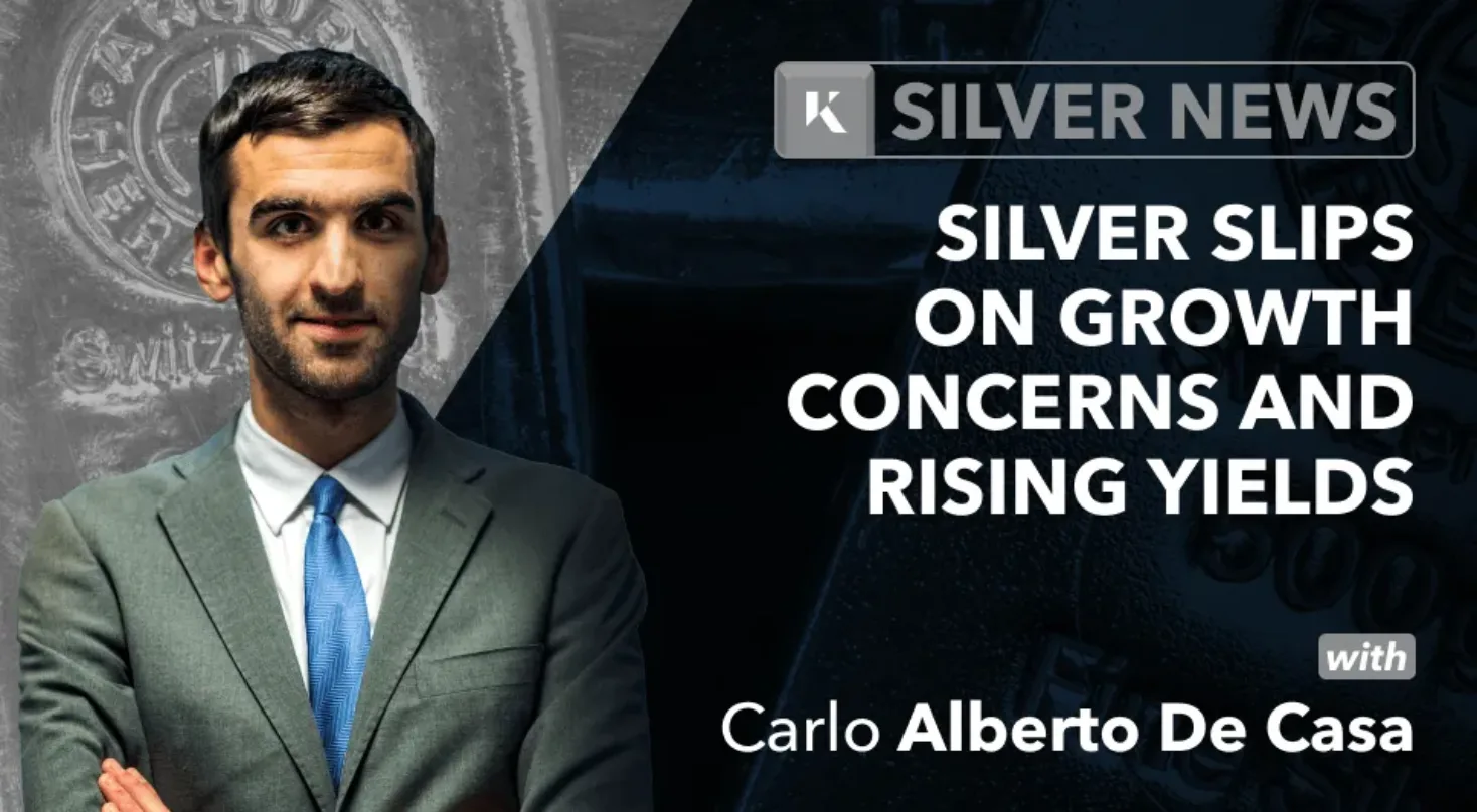 silver slips on growth concerns rising yields