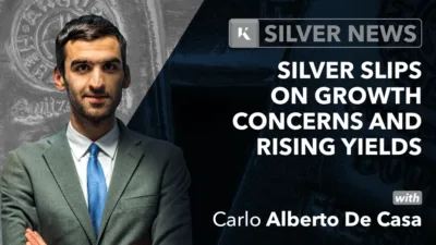 silver slips on growth concerns rising yields