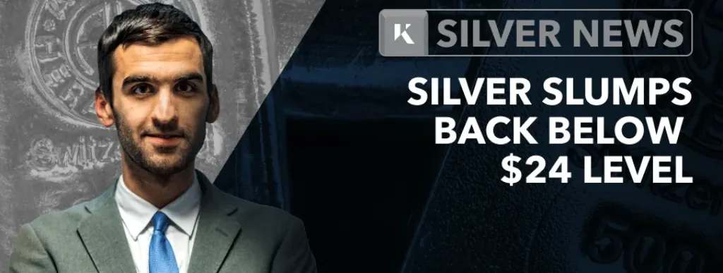 silver slumps back below 24 dollars
