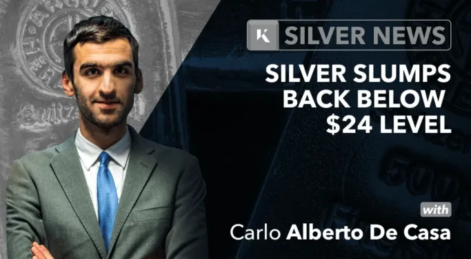 silver slumps back below 24 dollars
