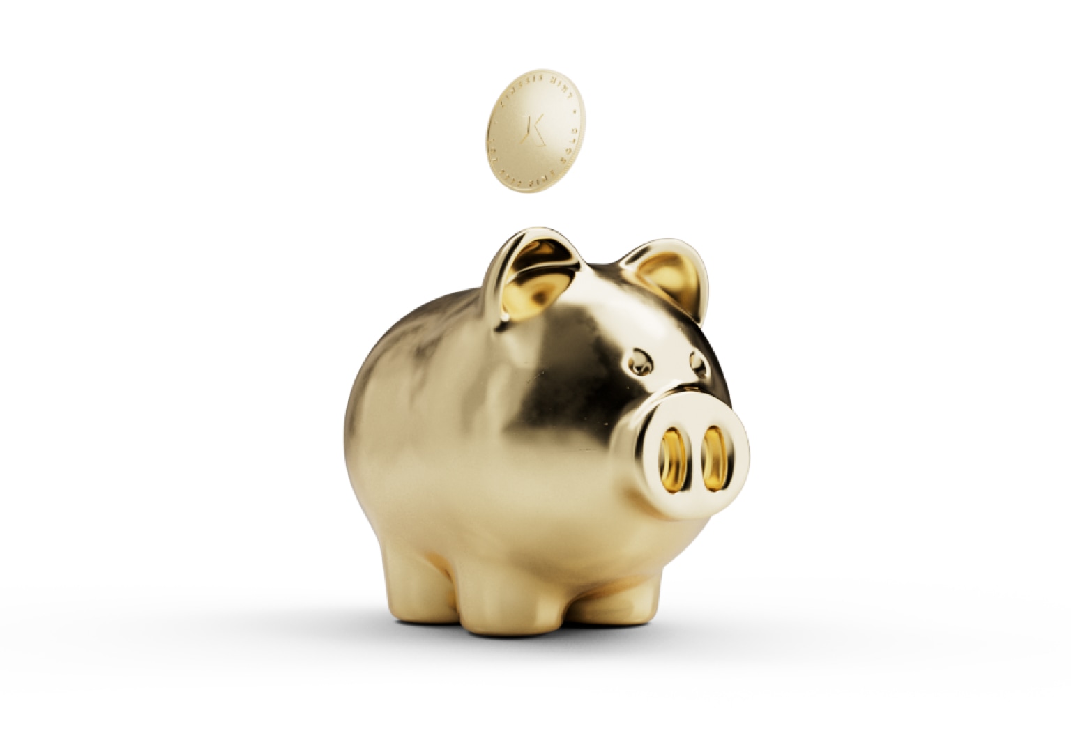 gold savings kinesis round falling into piggy bank