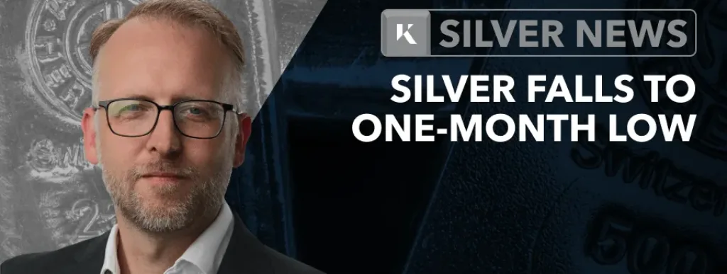 silver falls to one month low frank
