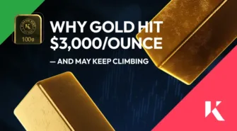 News headline with Kinesis gold bullion bar.