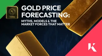 Gold price forecasting headline in front of gold bullion bars